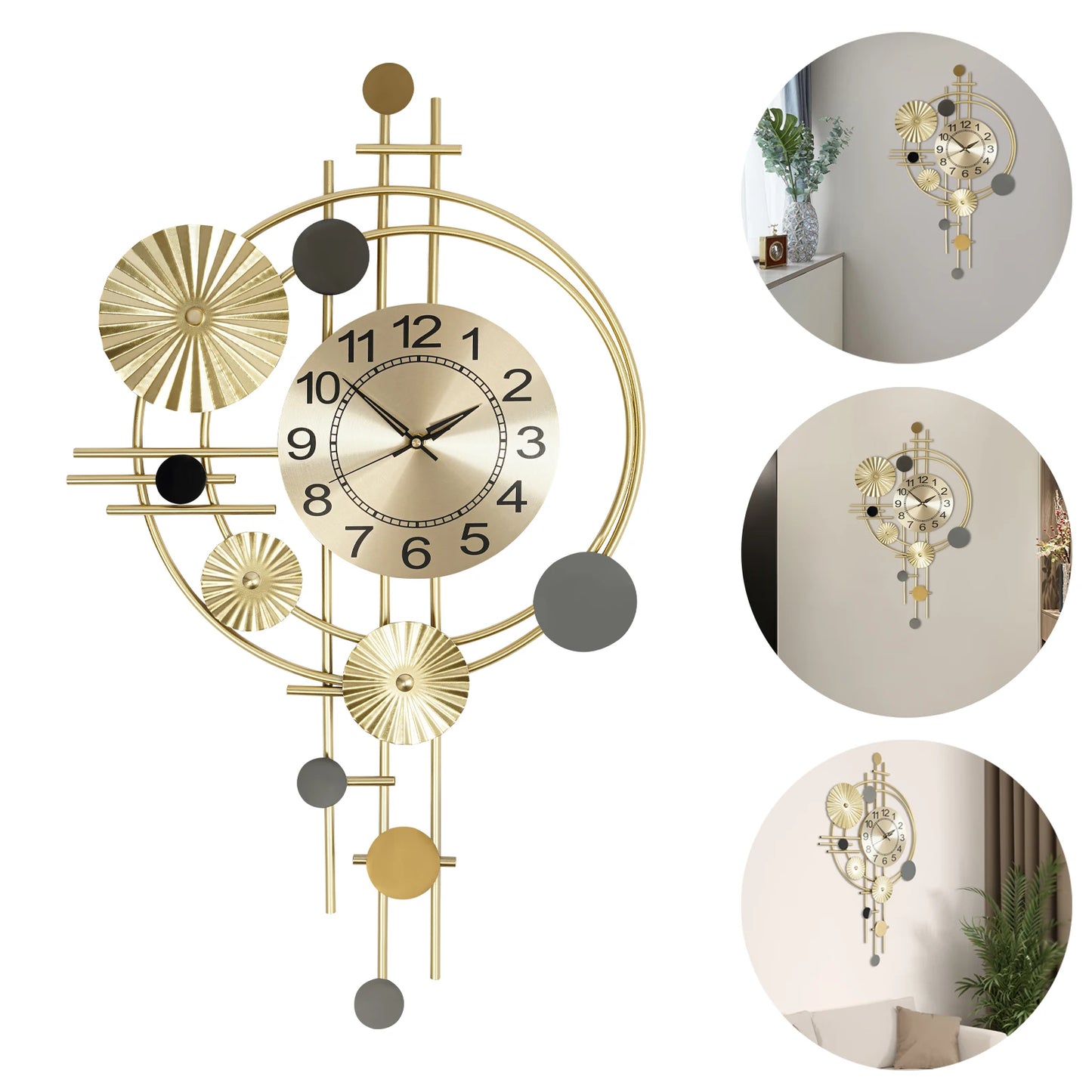 Modern Iron Wall Clock Silent Operation Decor Art Timepiece