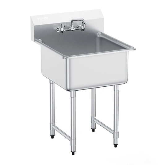 Stainless Steel Kitchen Prep Sink With Faucet For Restaurant