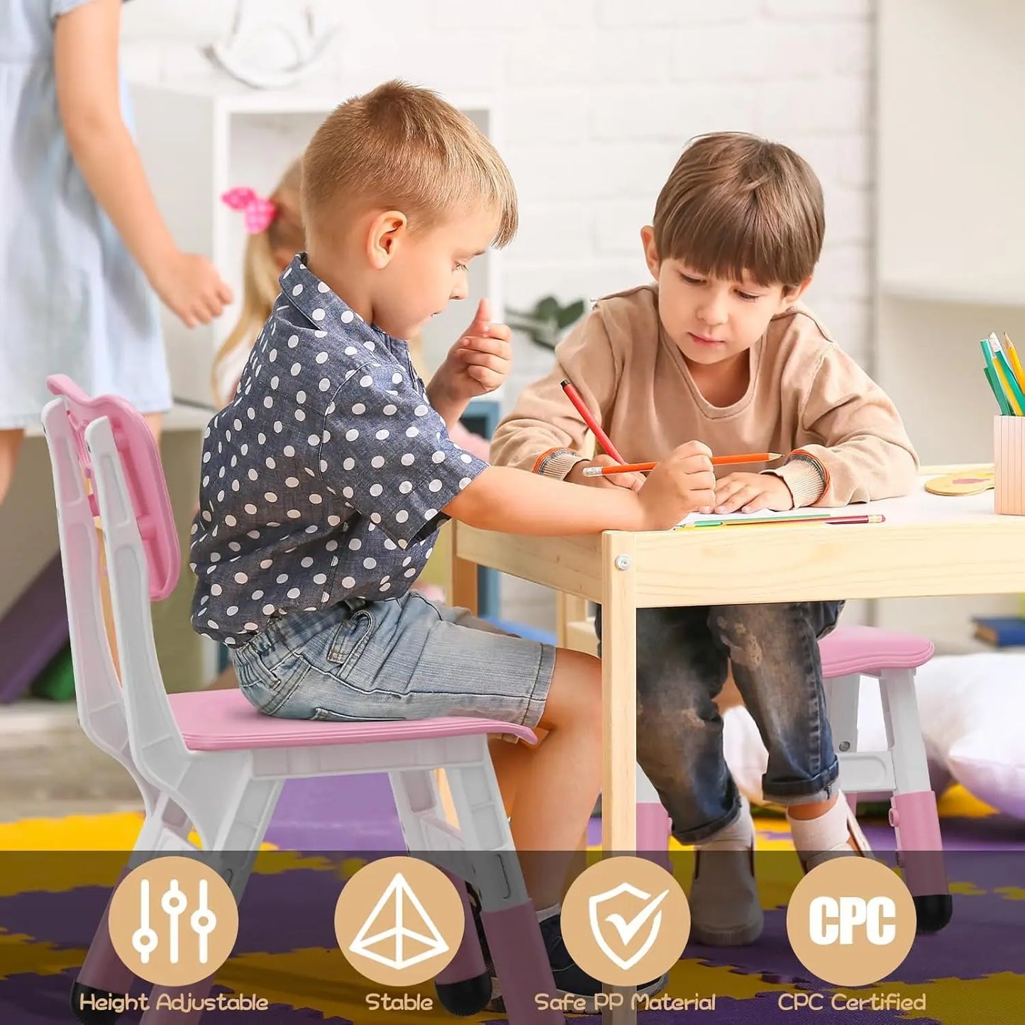 HobbyLane 2-Pack Adjustable Kids Chairs With 3 Level Height