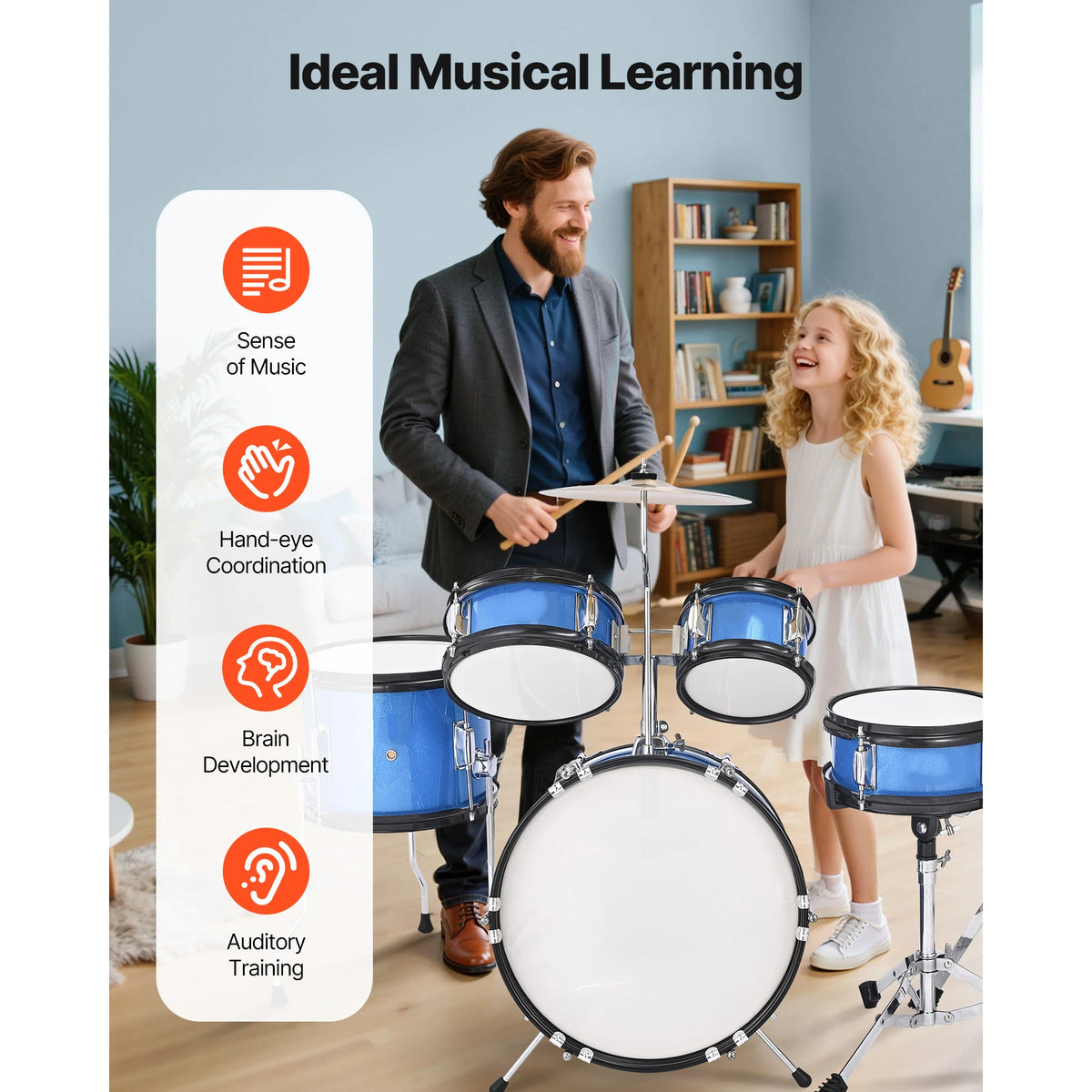 SucceBuy Kids Drum Set With Adjustable Throne And Cymbal