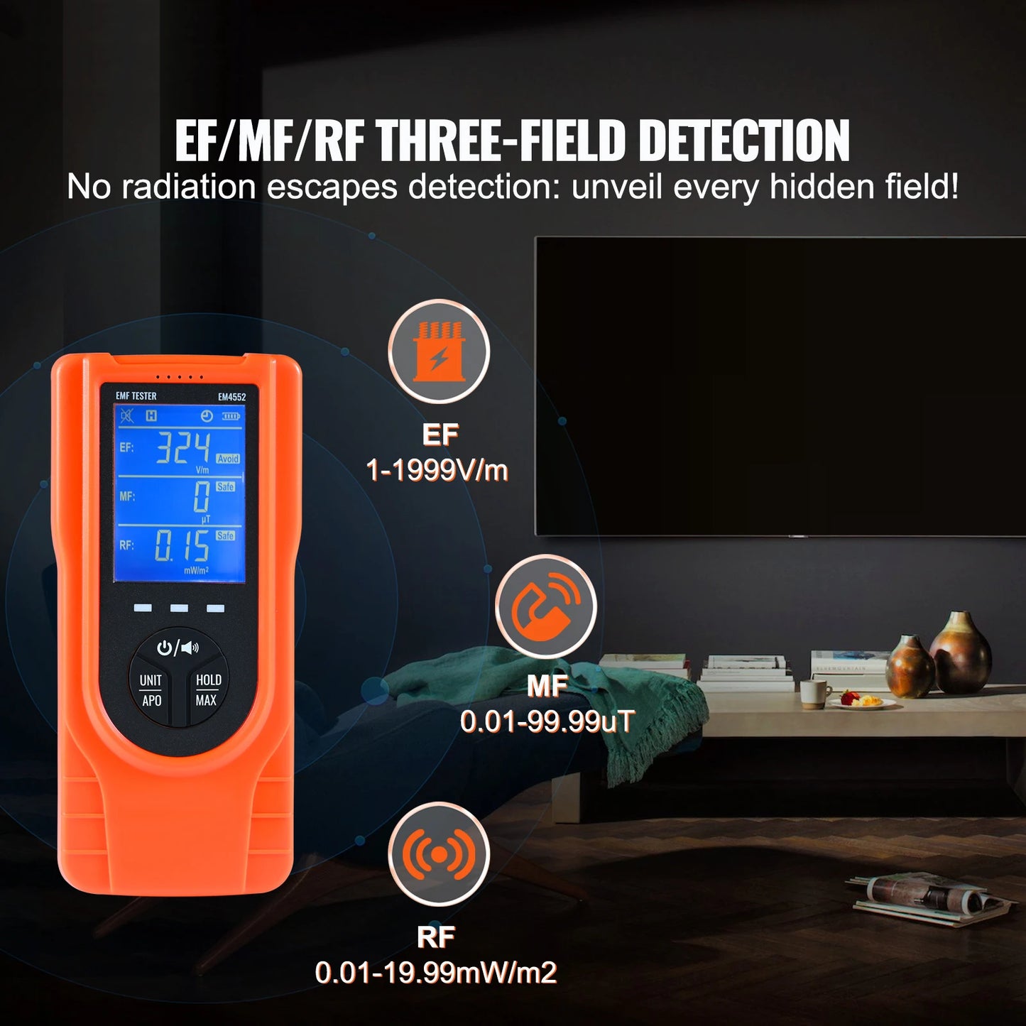 EMF Meter 5Hz To 3.5GHz Handheld Electromagnetic Field Detector