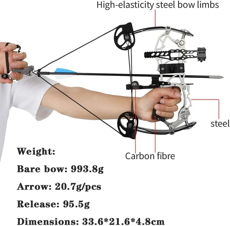 Adjustable Compound Bow With Carbon Fiber Grip And Arrows