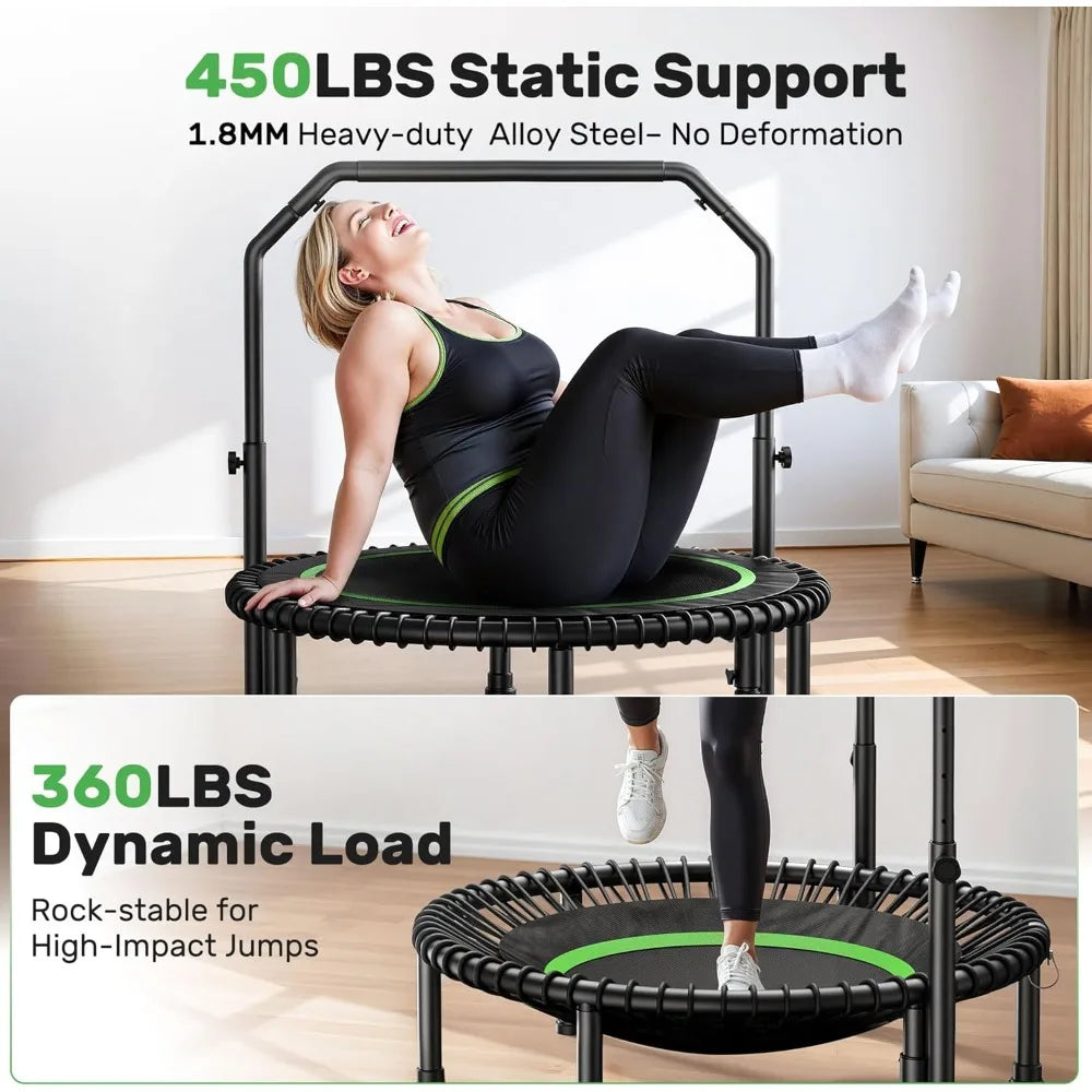 BCAN Mini Rebounder Trampoline With Bar For Adult Fitness