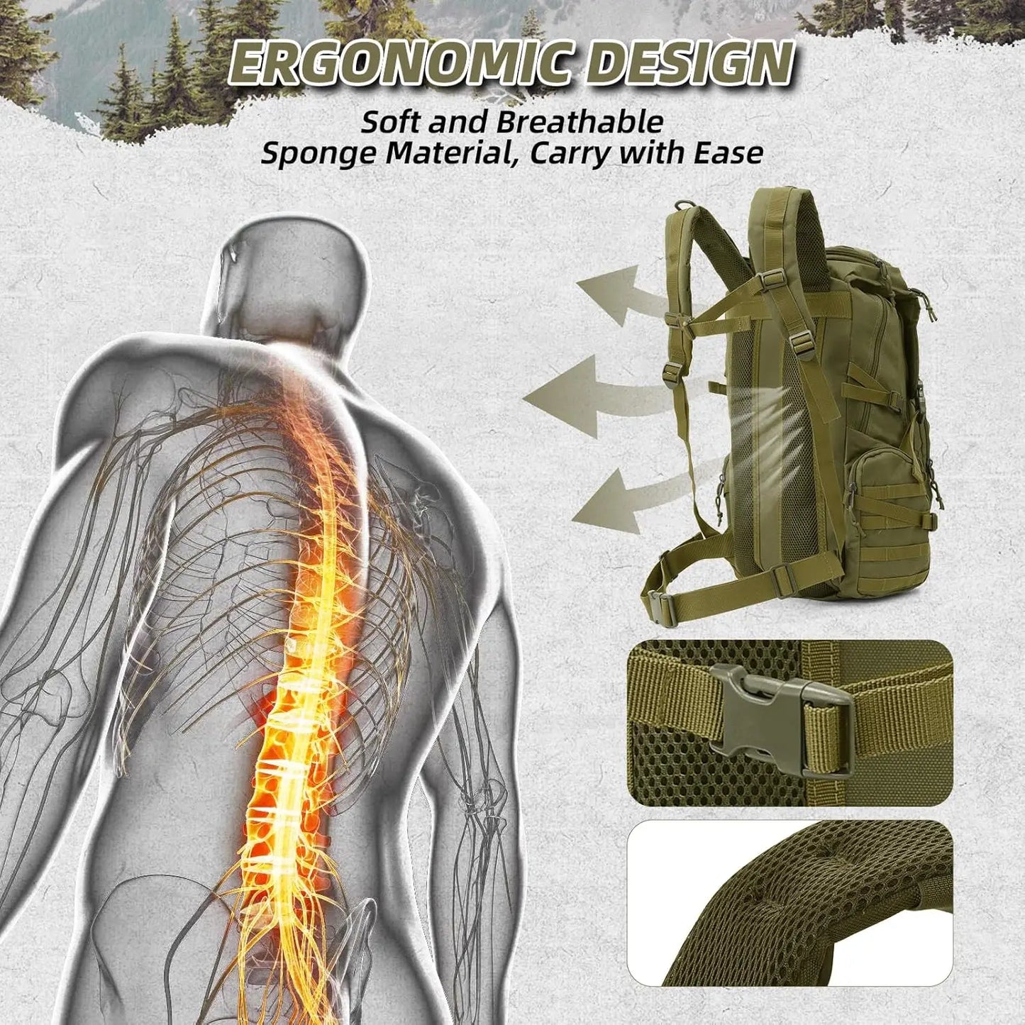 XMSJ Tactical Backpack With Molle System And Water Resistant