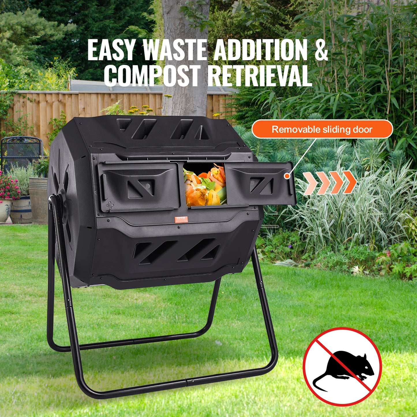 Dual Chamber Compost Tumbler Bin BPA Free For Outdoor Garden