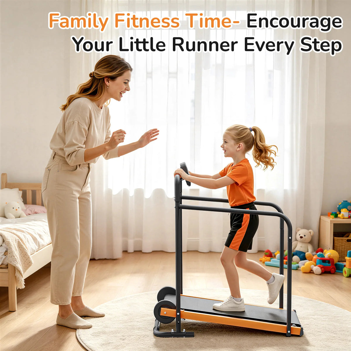 Akluer Non Electric Kids Walking Pad Treadmill With Padded Rails