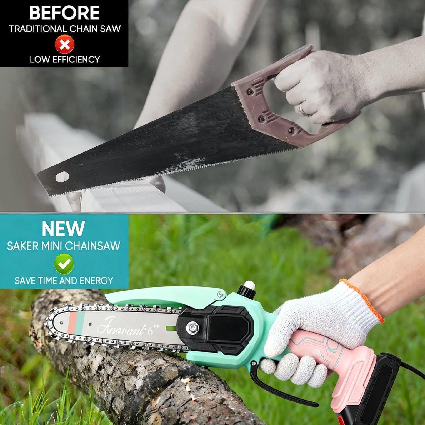 Cordless Chainsaw With Dual Batteries Portable Tree Cutter