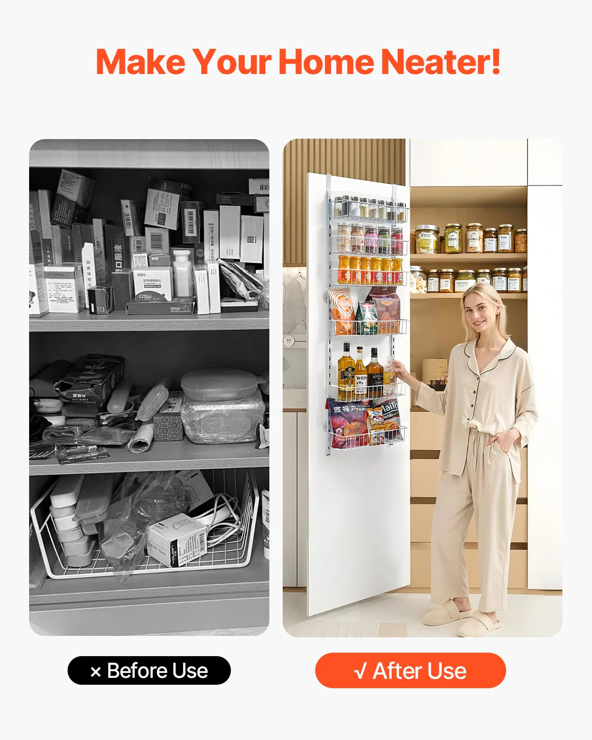 VEVOR Over the Door Pantry Organizer Heavy Duty Steel Shelves
