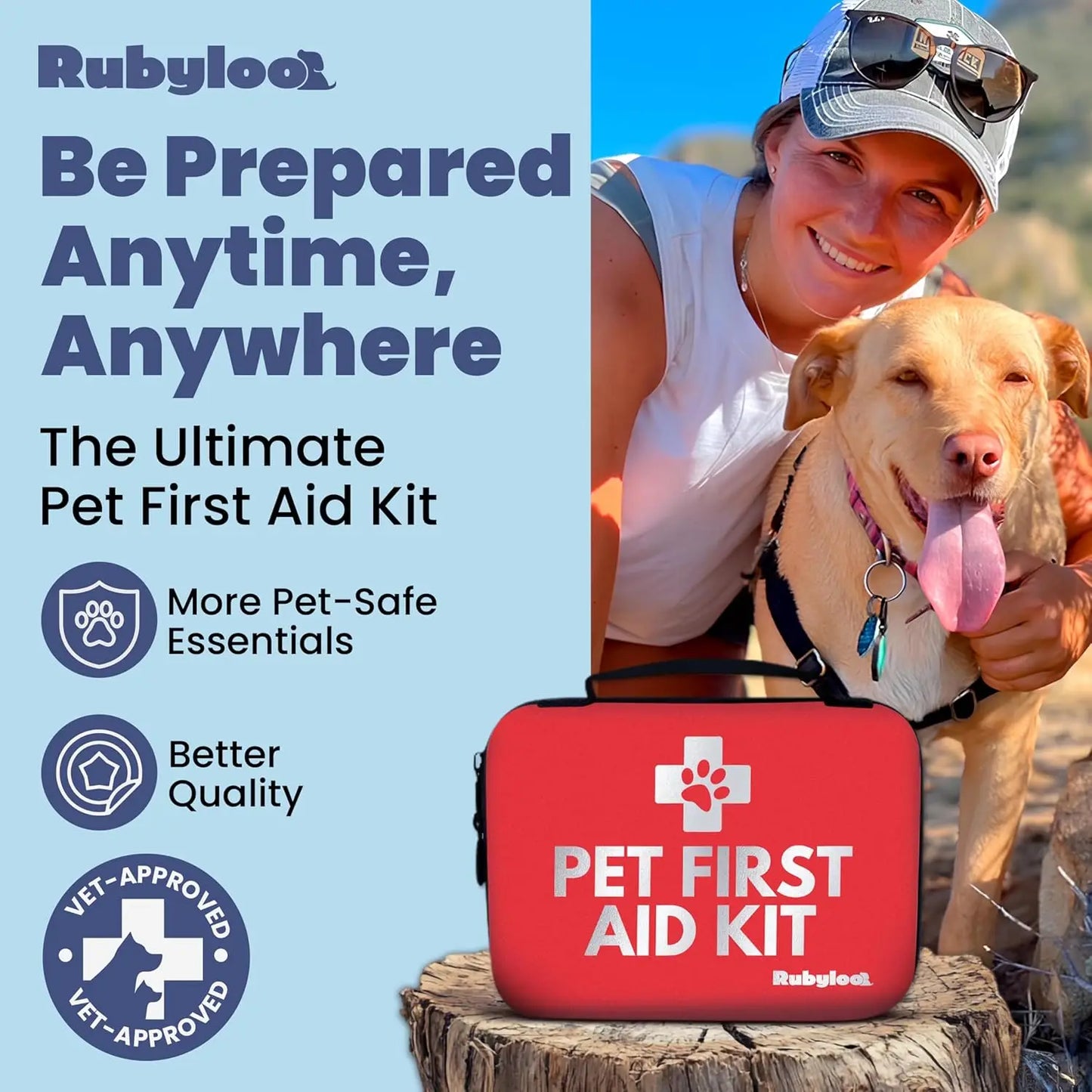 Vet Approved Pet First Aid Kit for Dogs and Cats with Travel Case