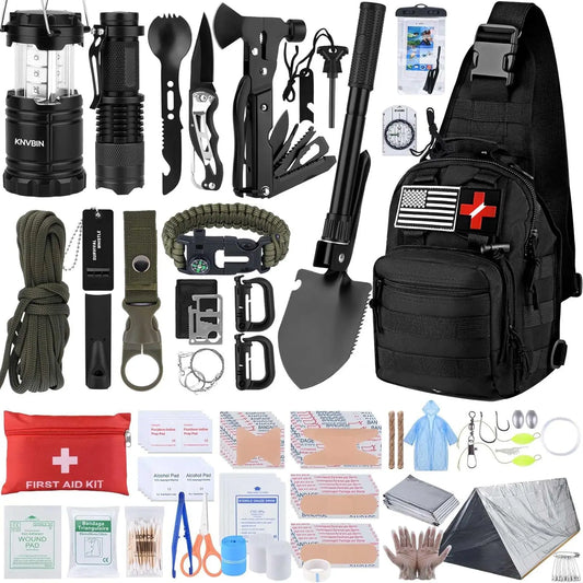 250 Piece Survival Kit With First Aid And Tactical Gear For Outdoors
