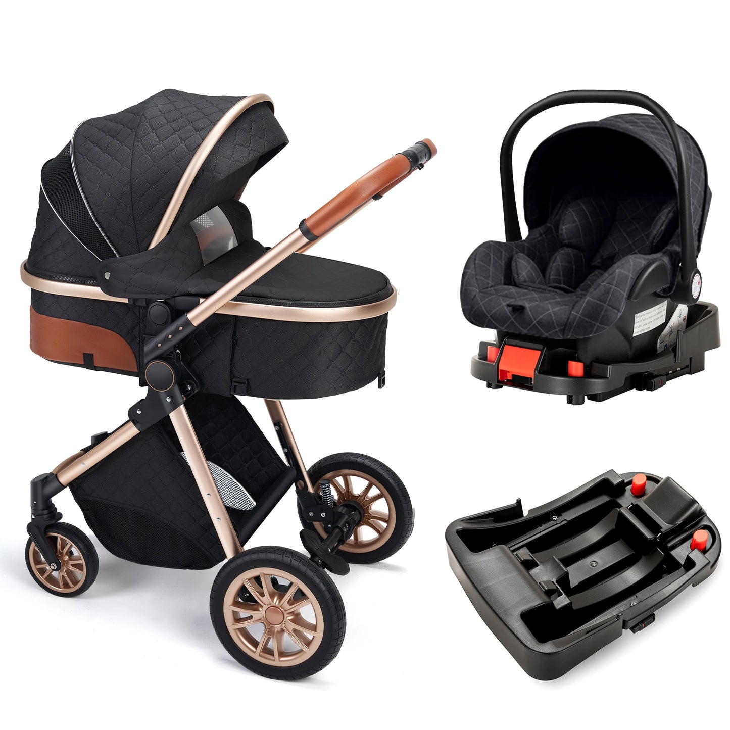 High Landscape Three-in-One Baby Stroller With Reversible Seat