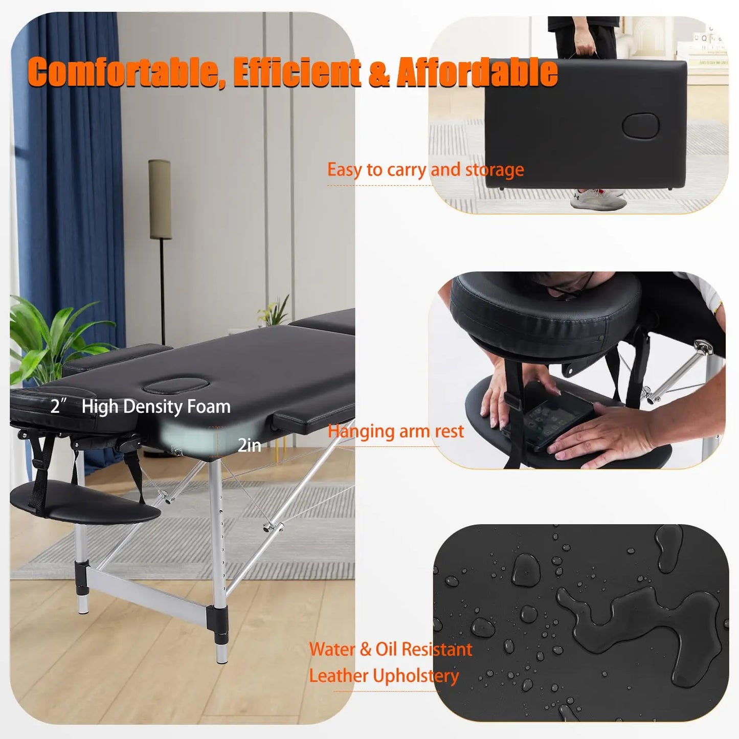 Portable Massage Table with Neck Stretcher, Light Weight 84 in Massage Bed Adjustable Lash Bed Tattoo Table for, Customized