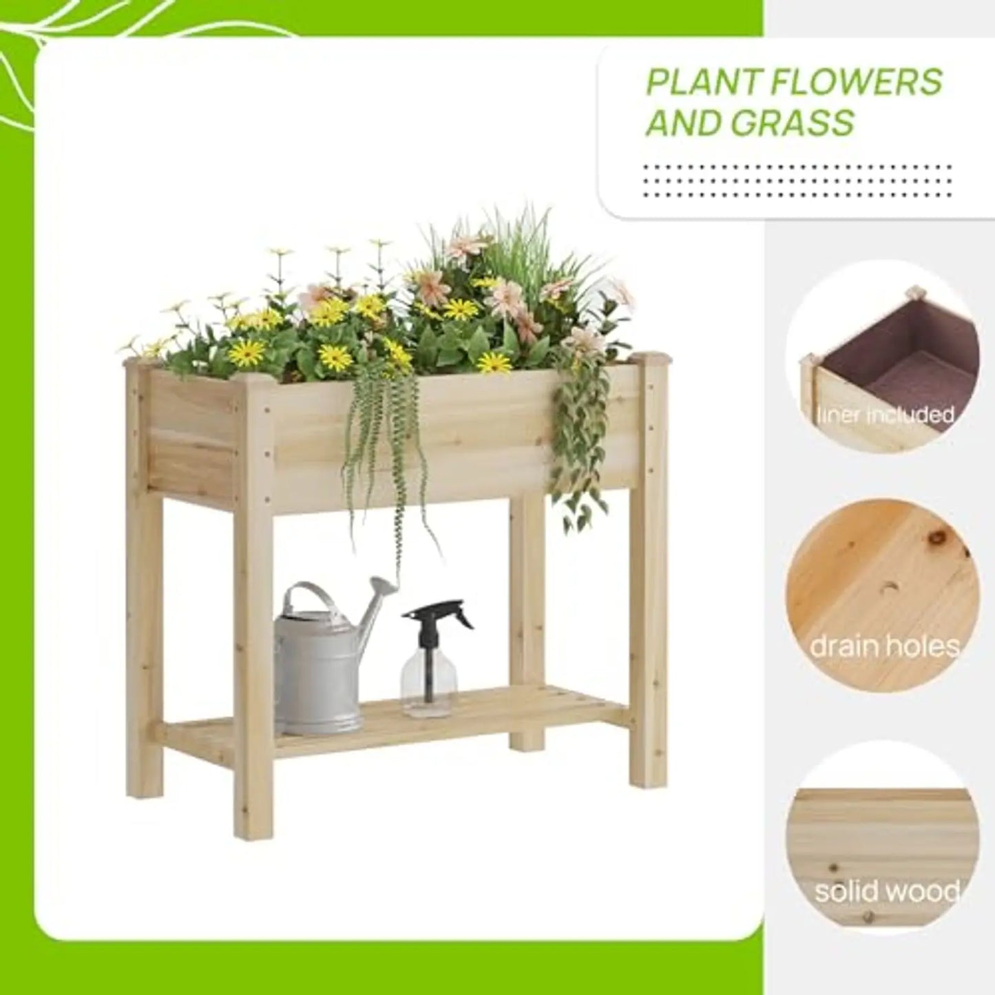 Wood Raised Garden Bed With Legs Elevated Planter Box