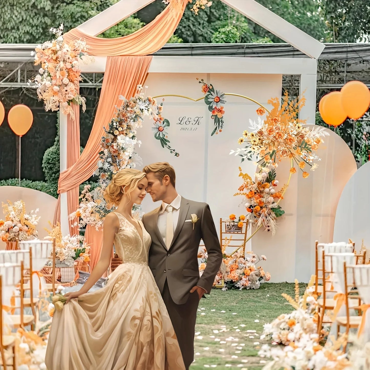 Heart Shape Wedding Metal Arch Backdrop For Photobooth Props