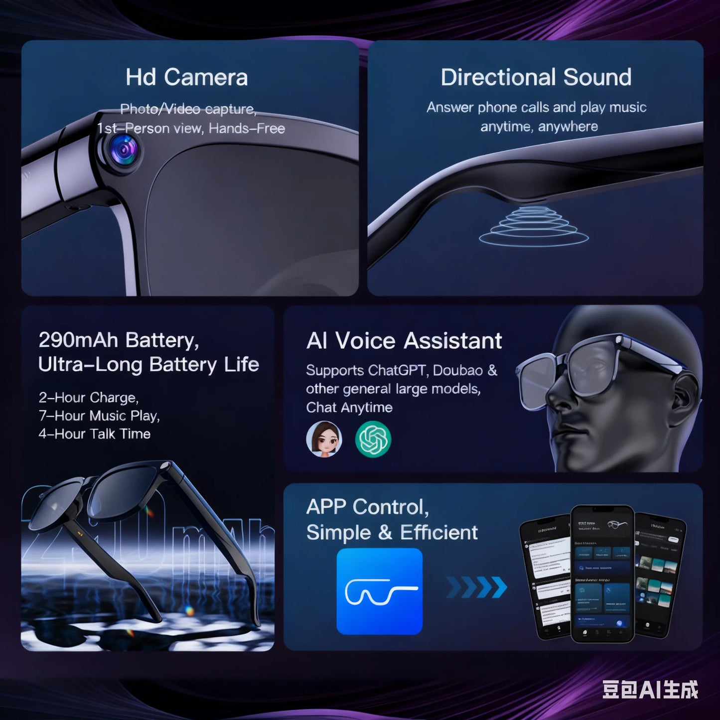 Giinova 8MP HD Camera Glasses With 1080p Video And Stabilization