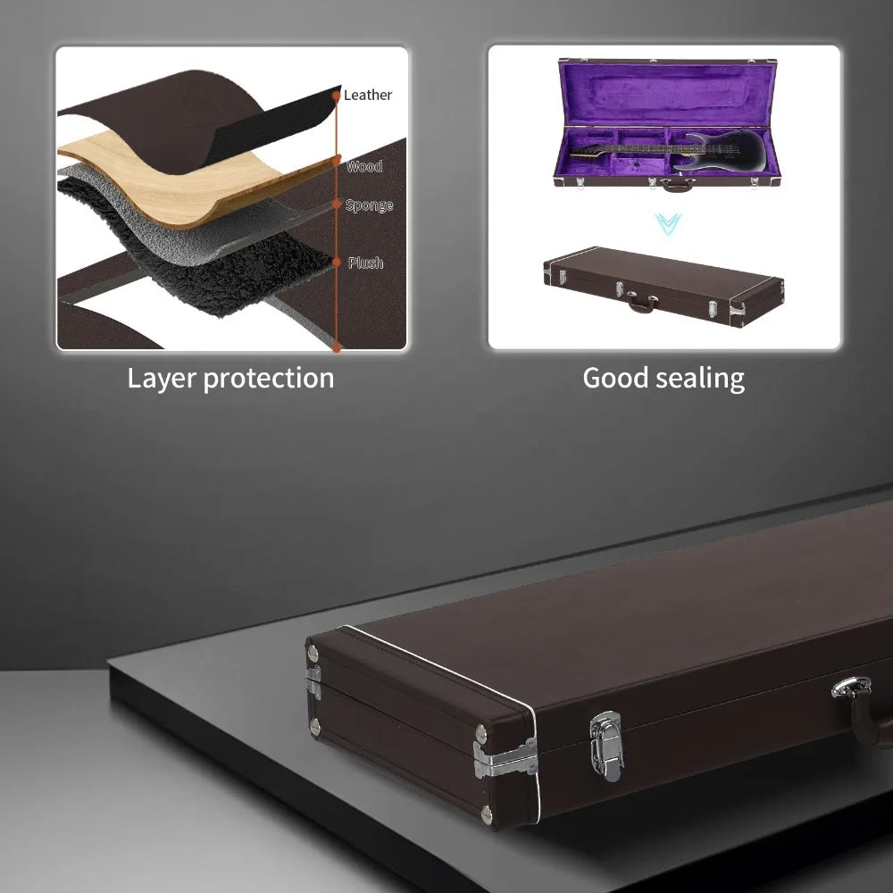Protable ST Electric Guitar Square Case with Hardware and Lock