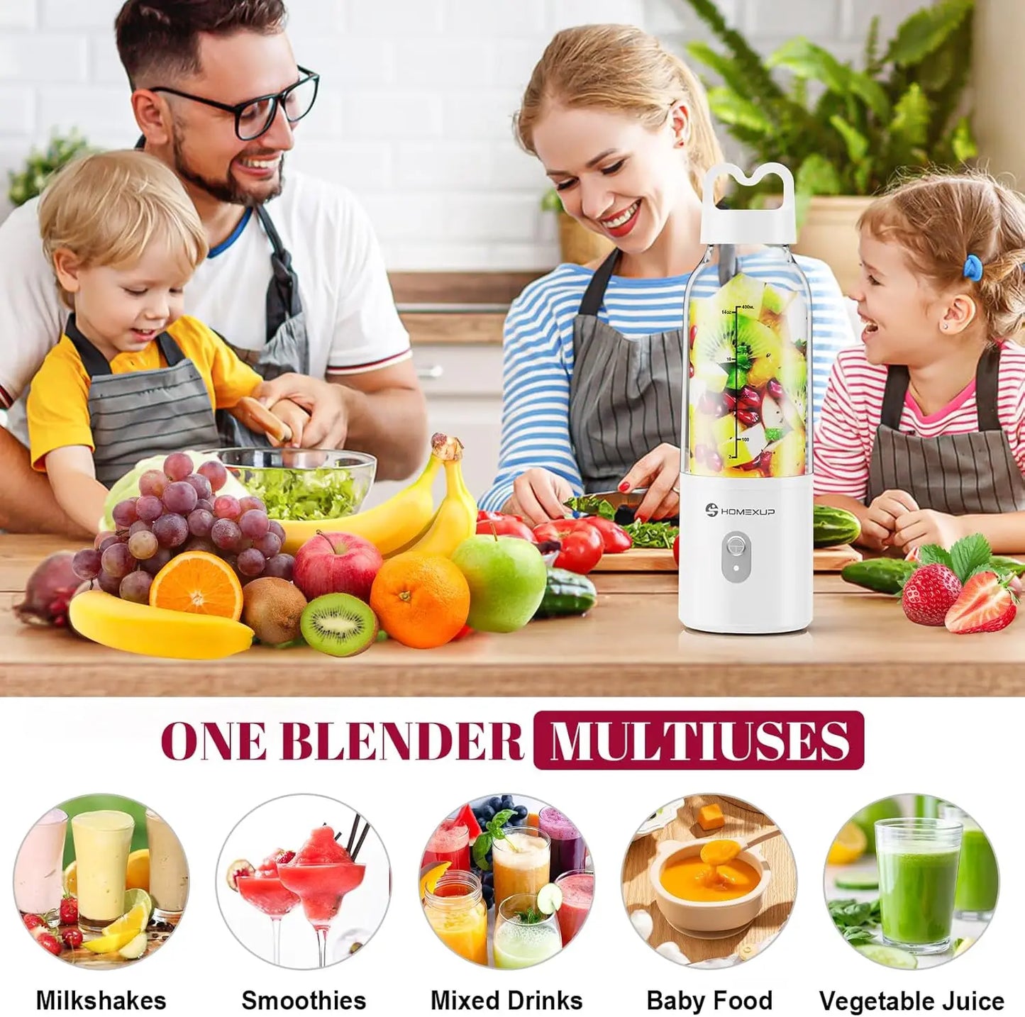 XMSJ Portable Personal Blender 175W for Smoothies and Ice