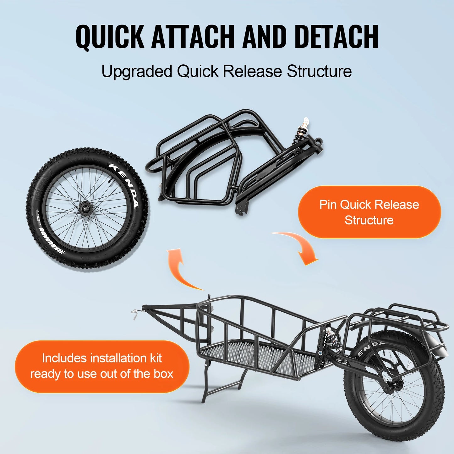 SucceBuy 70 Lbs Bike Cargo Trailer With Universal Hitch