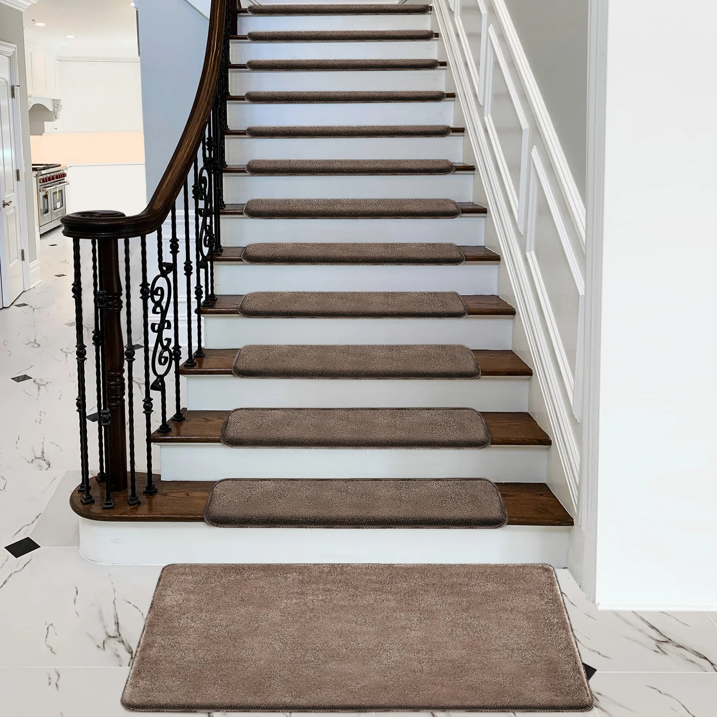 Bullnose Non Slip Stair Treads Ultra Plush Peel and Stick