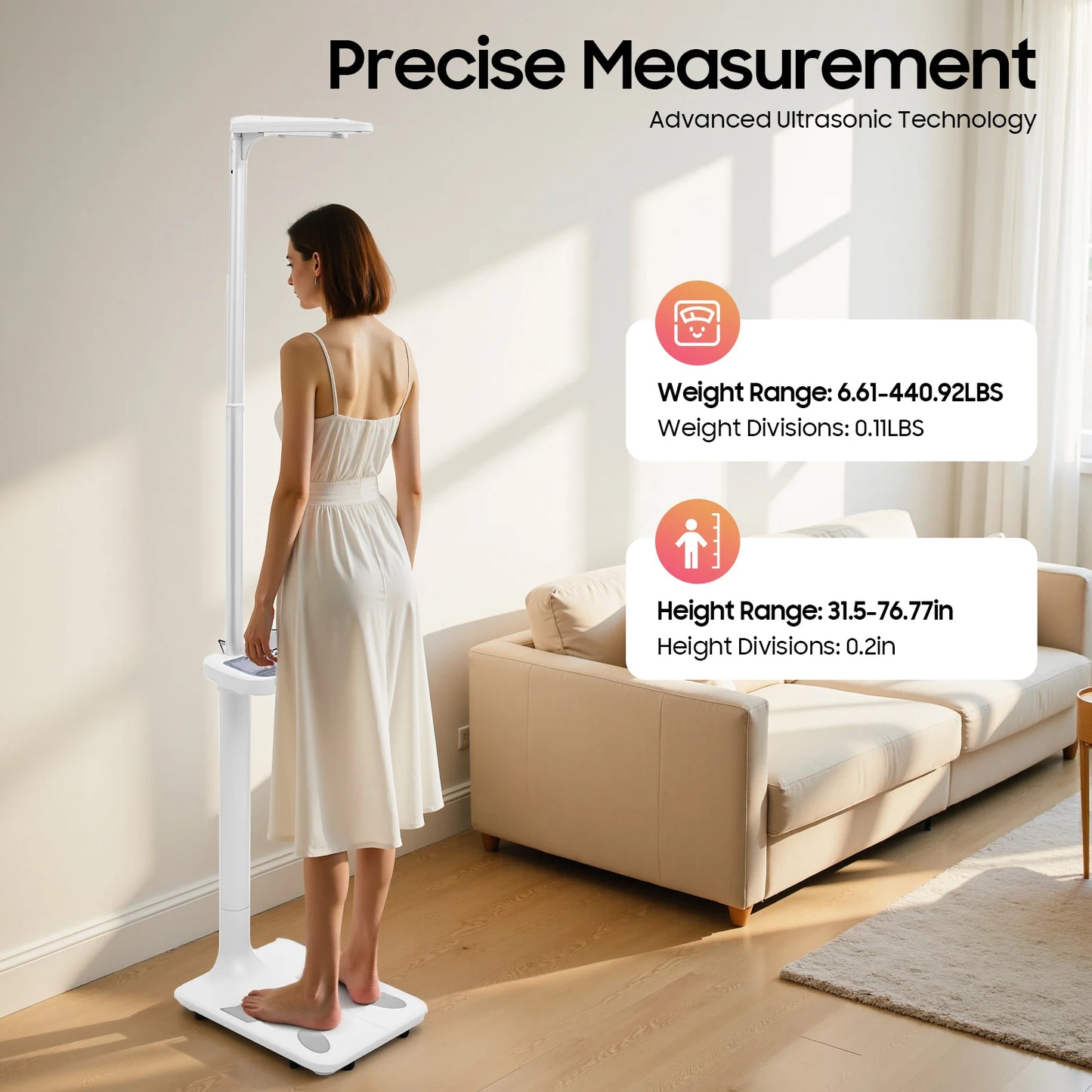 Bymaocar Ultrasonic Body Fat Scale with LCD Display BMI