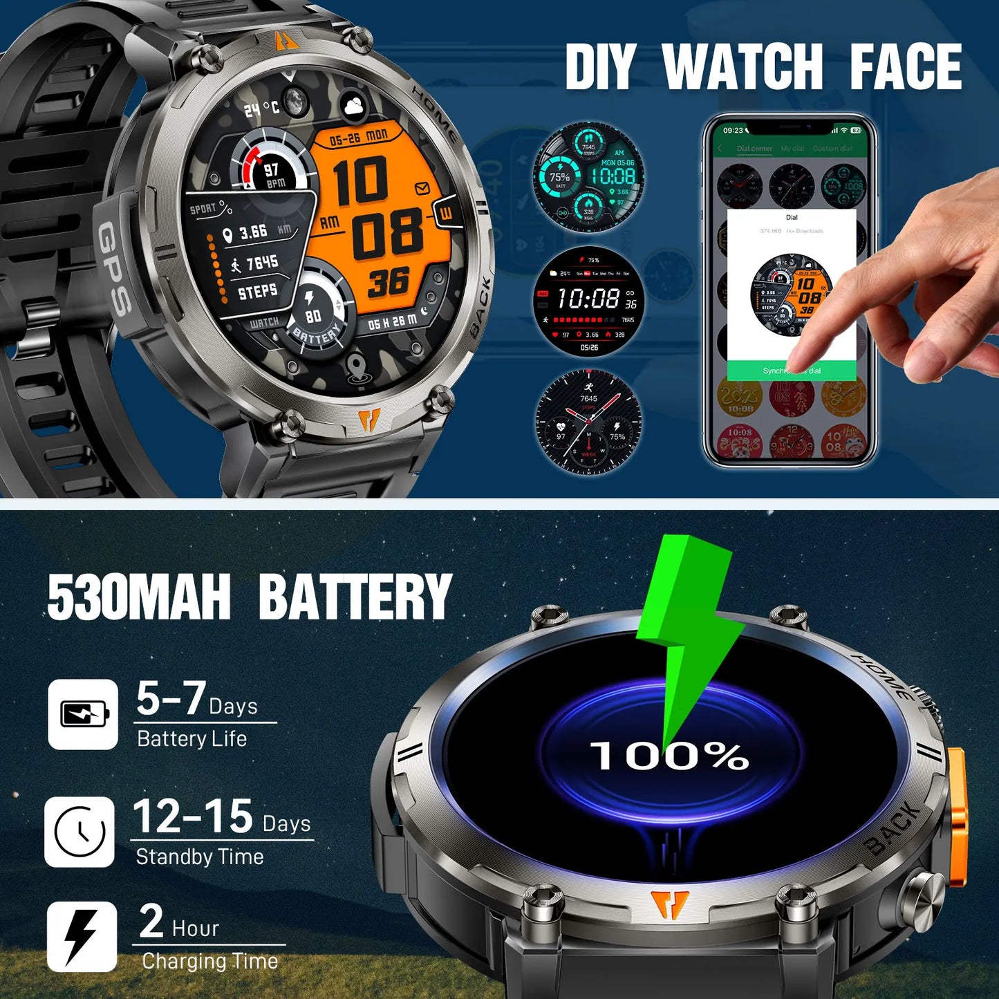 EIGIIS KE3 Smartwatch Bluetooth Call Health Monitor Heart Rate