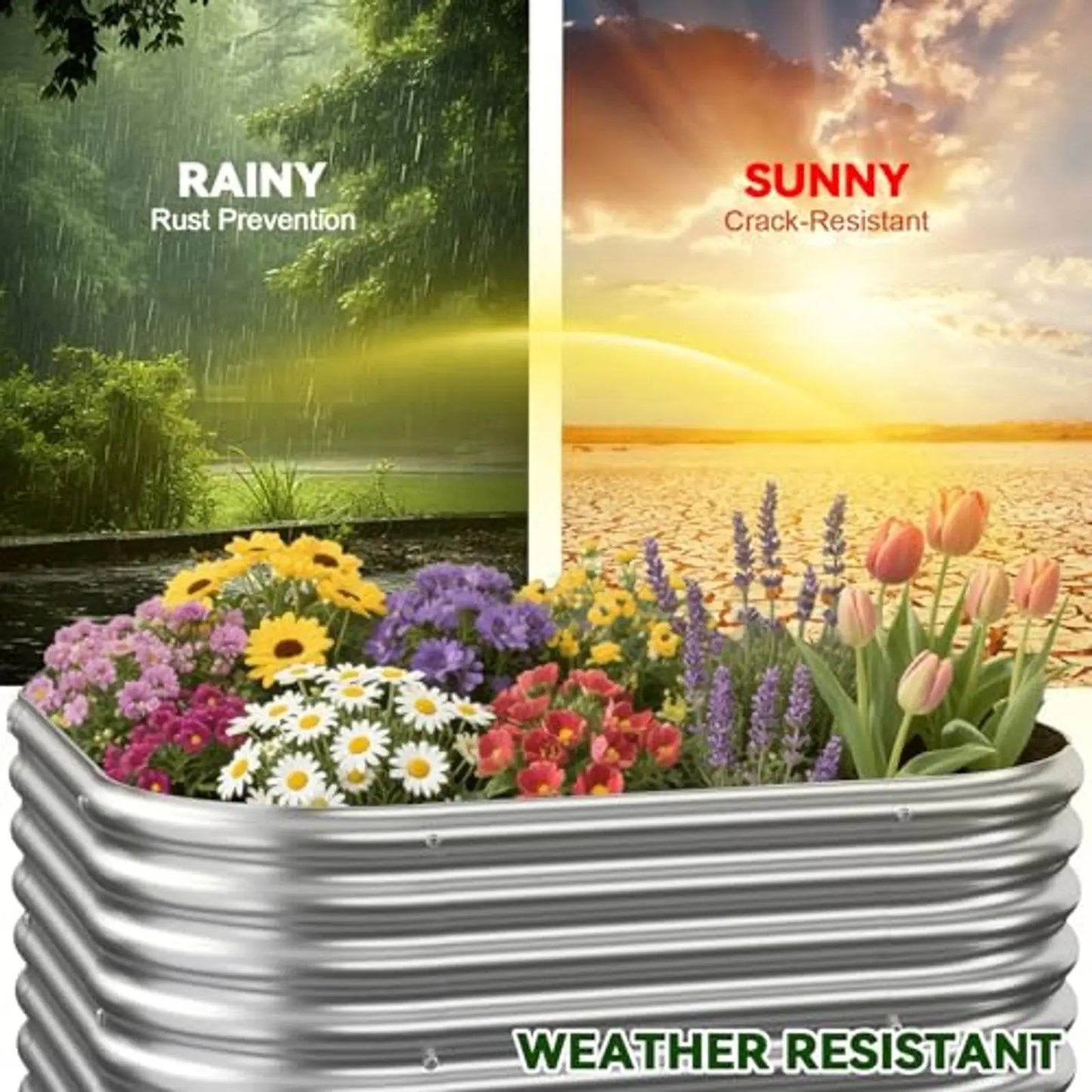 Raised Garden Bed Kit Galvanized Steel Planter Boxes Set Of 4