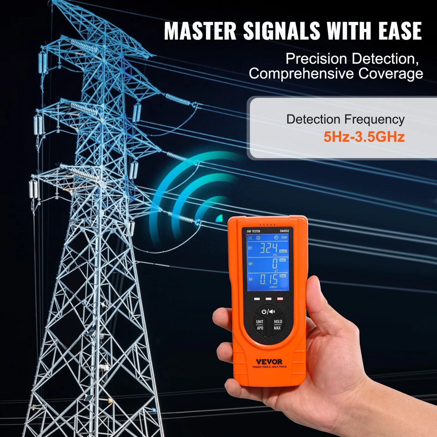 EMF Meter 5Hz To 3.5GHz Handheld Electromagnetic Field Detector