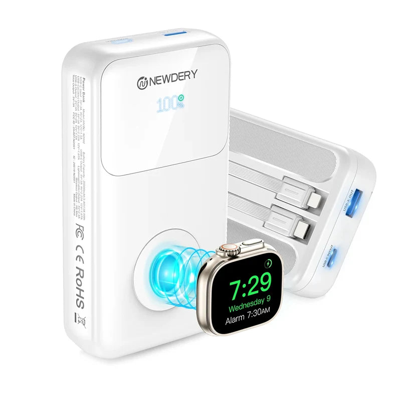 Powerbank Travel Battery Pack 20000mAh Portable Charger for All iWatch, iPhones,Samsung Power Bank Built-in Cables Fast Charging
