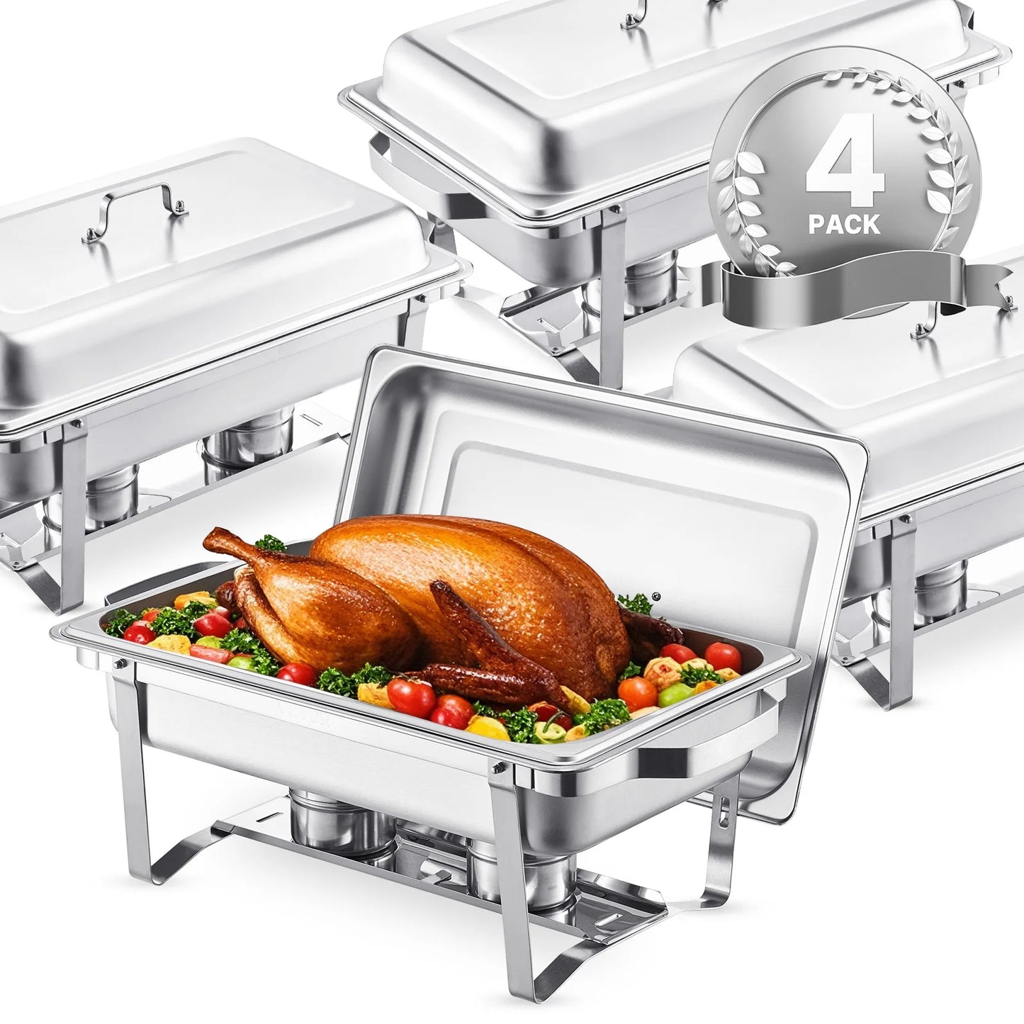 SucceBuy 8 Qt Chafing Dish Buffet Set With Stainless Steel Chafer Pans