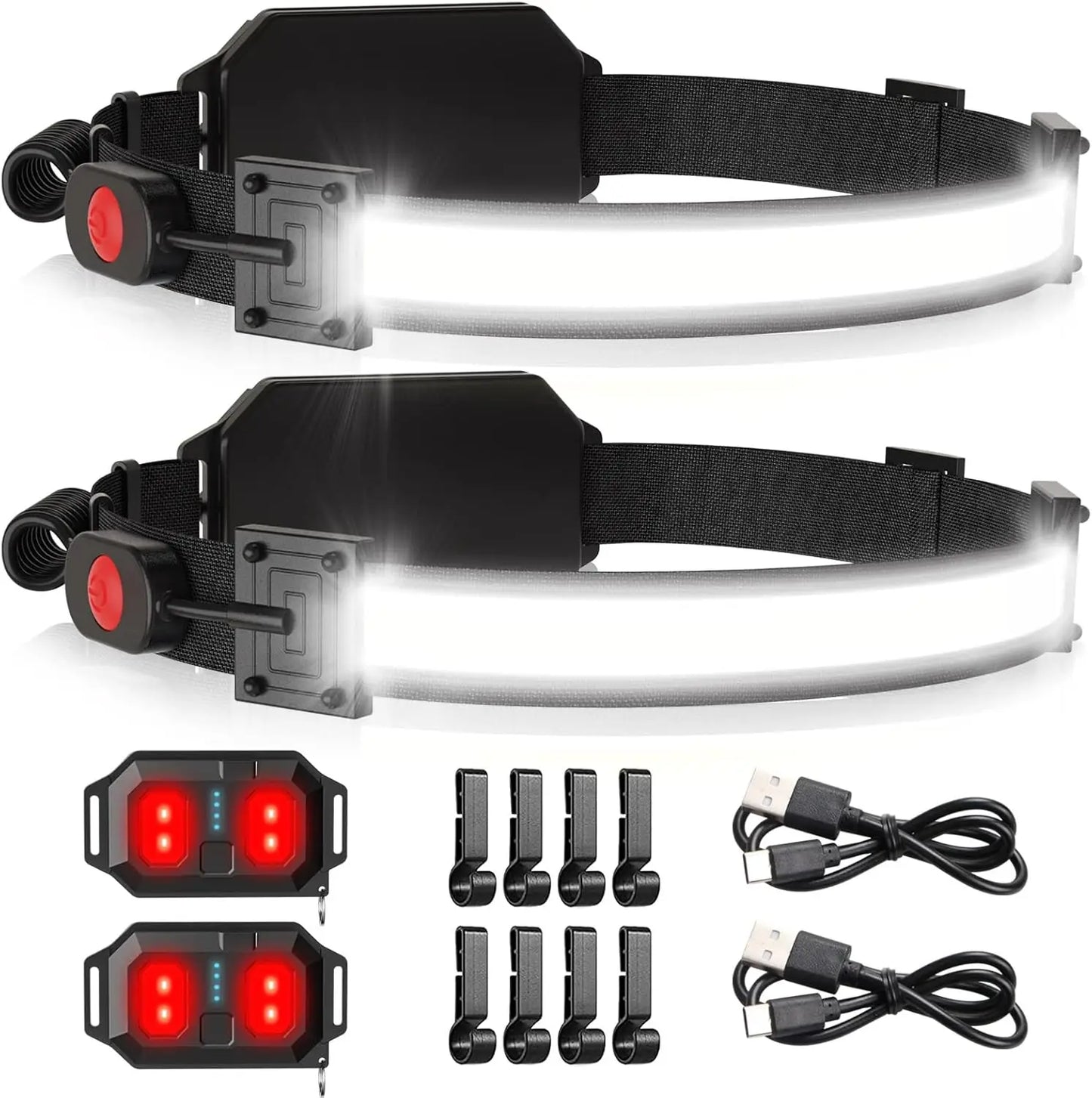2pcs LED Headlamp Rechargeable,1200 Lumen Ultra-Light Bright LED Rechargeable Headlight The Perfect Gift