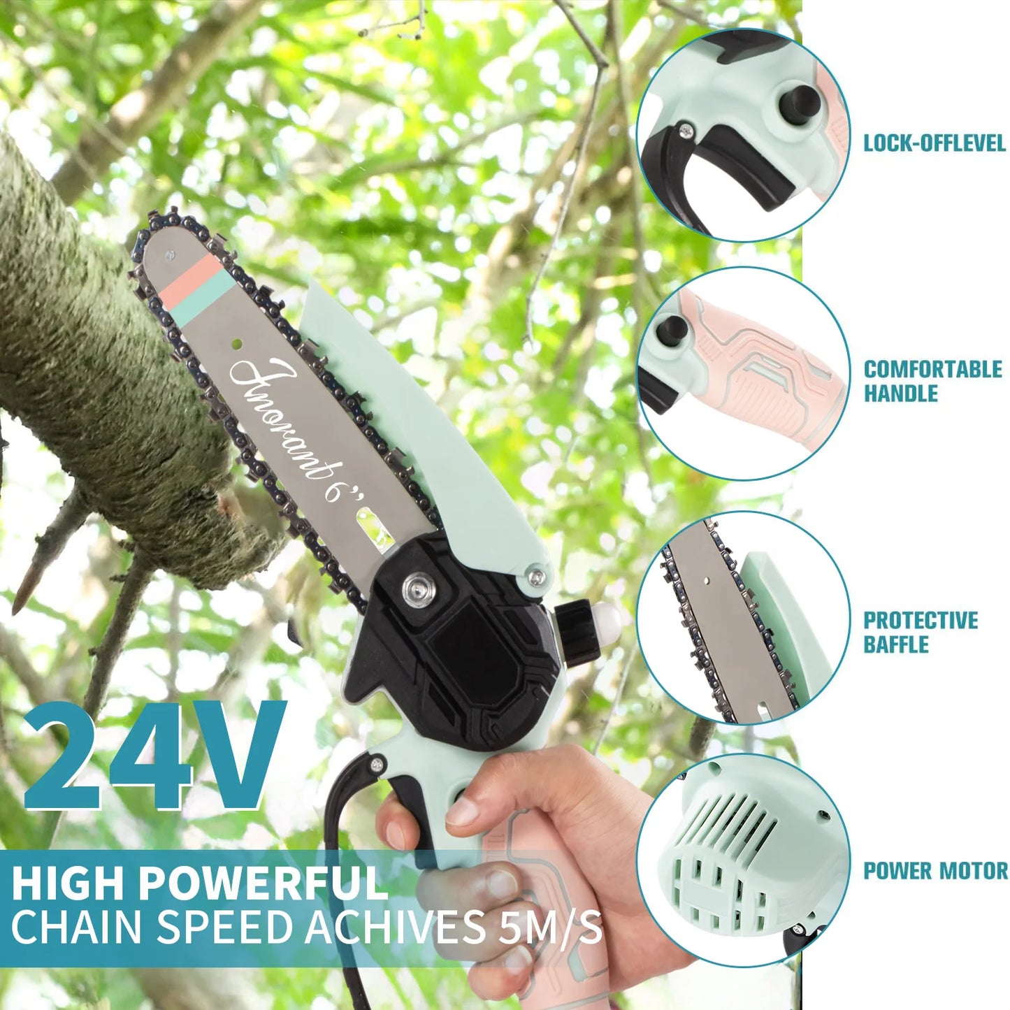 Cordless Chainsaw With Dual Batteries Portable Tree Cutter