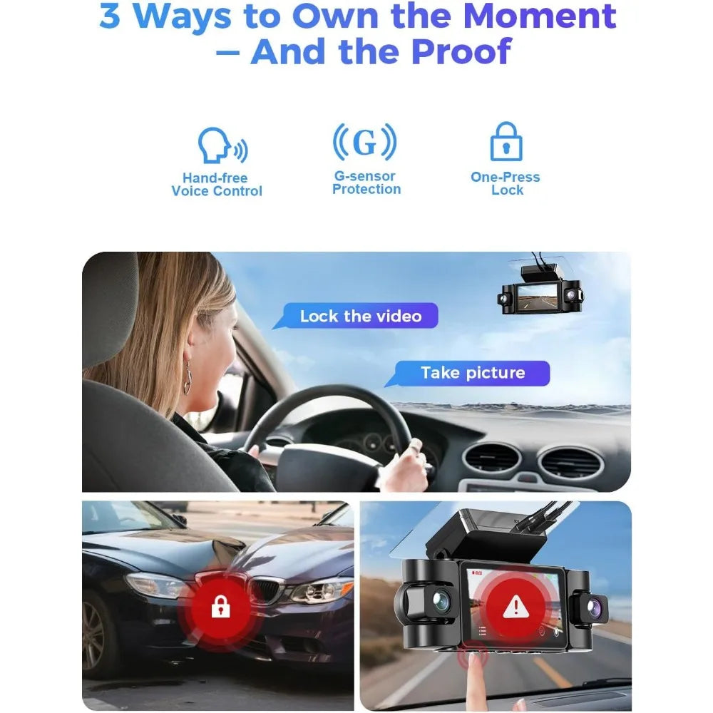 XMSJ 4K 360 Dash Camera With GPS WiFi Night Vision