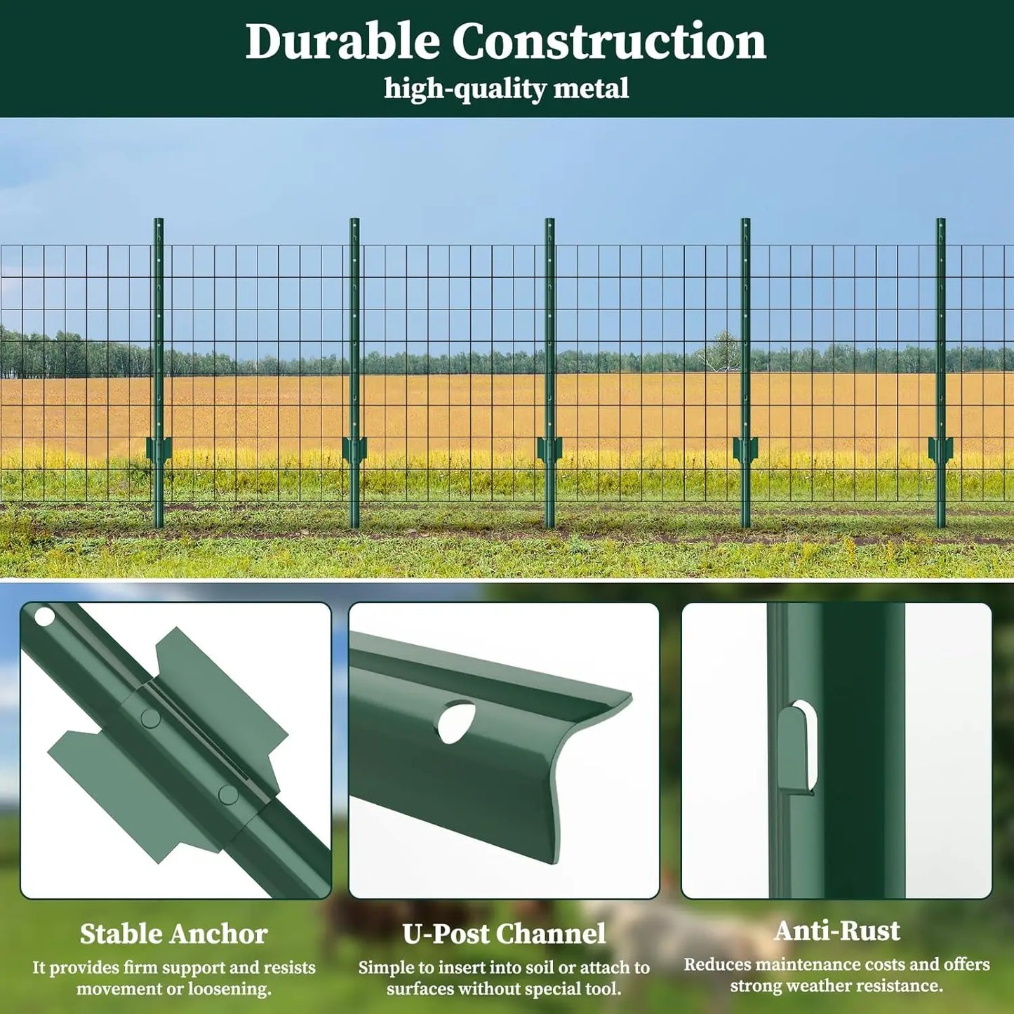 Heavy Duty Metal U Post Fence Stakes for Wire Fencing