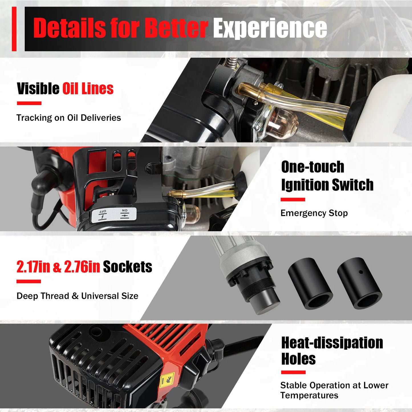 Gasoline Pile Driver 8500 RPM Two-Stroke Piling Tool for Fencing