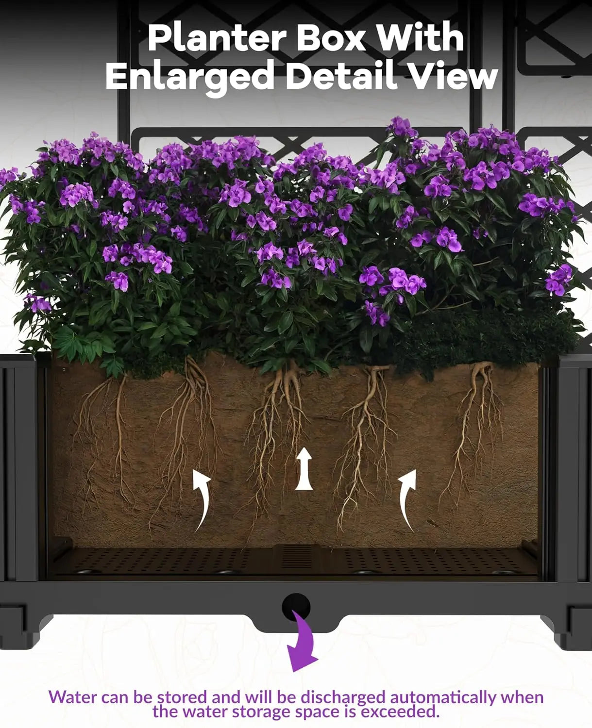 Outdoor Raised Planter Box With Trellis Set For Climbing Plants