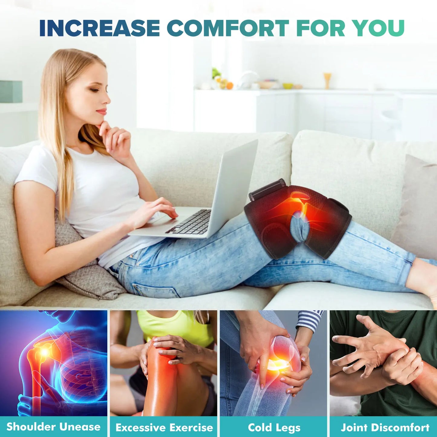 Hailicare Knee Heating Massager With Vibration Therapy Arthritis Relief