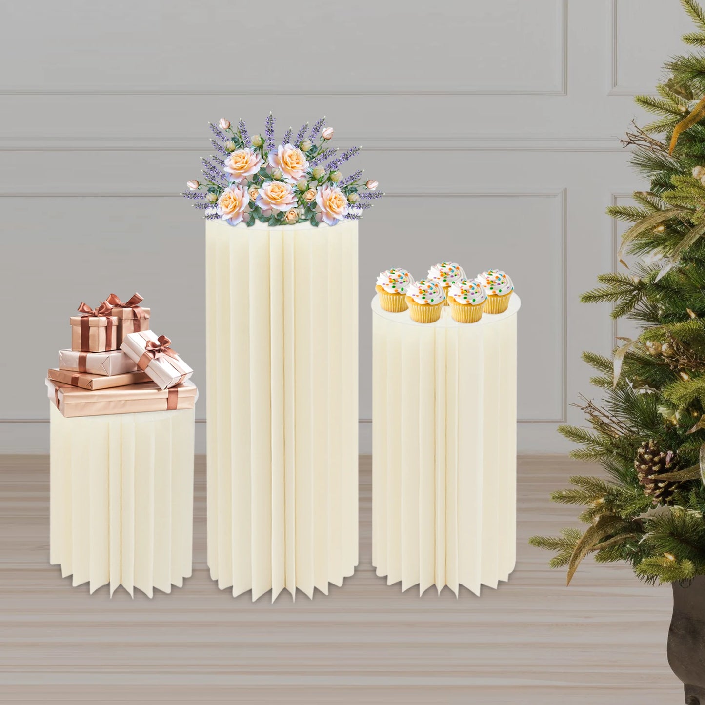 Wedding Party Flower Stand Cylinders Set Foldable Cardboard Centerpieces