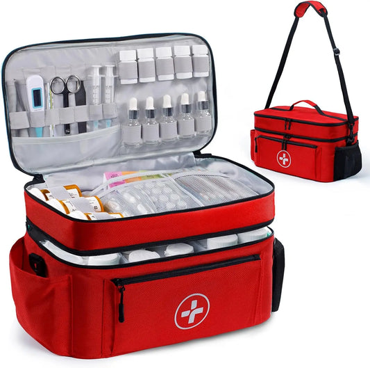 Travel Medicine Organizer Bag With Removable Dividers And Water Resistant