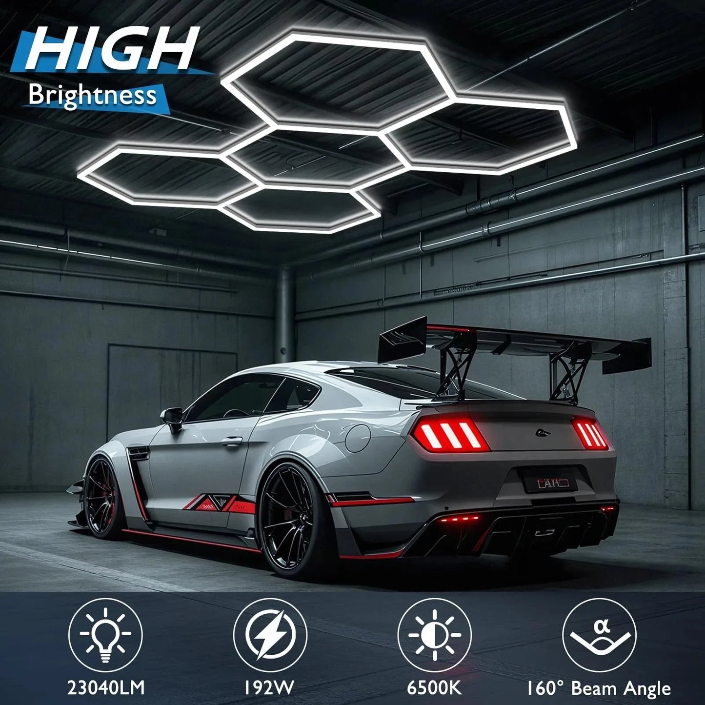 Hexagon LED Garage Light For Workshop And Garage Durable Design