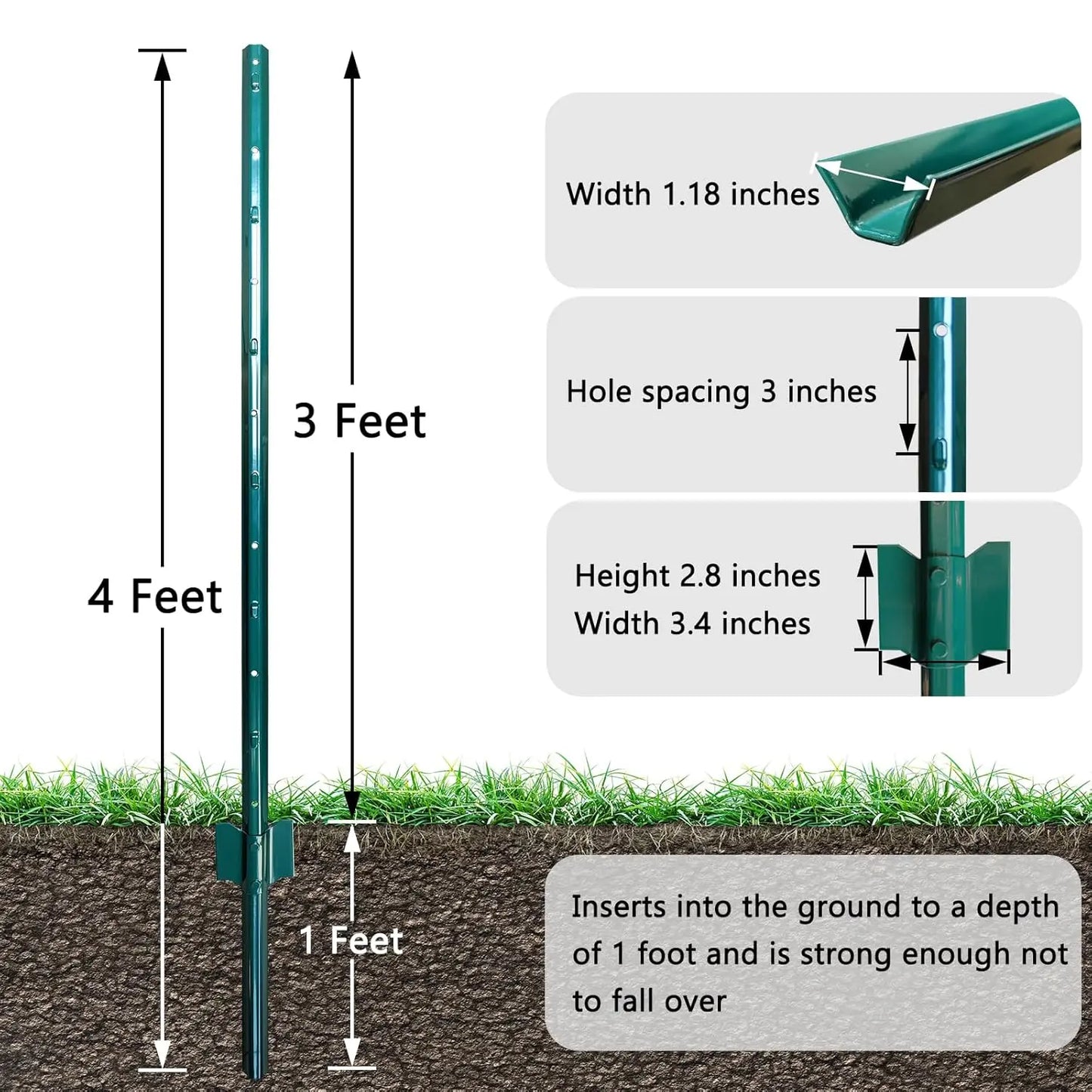 Metal U-Post Fence Stakes 10-Pack No Dig Installation