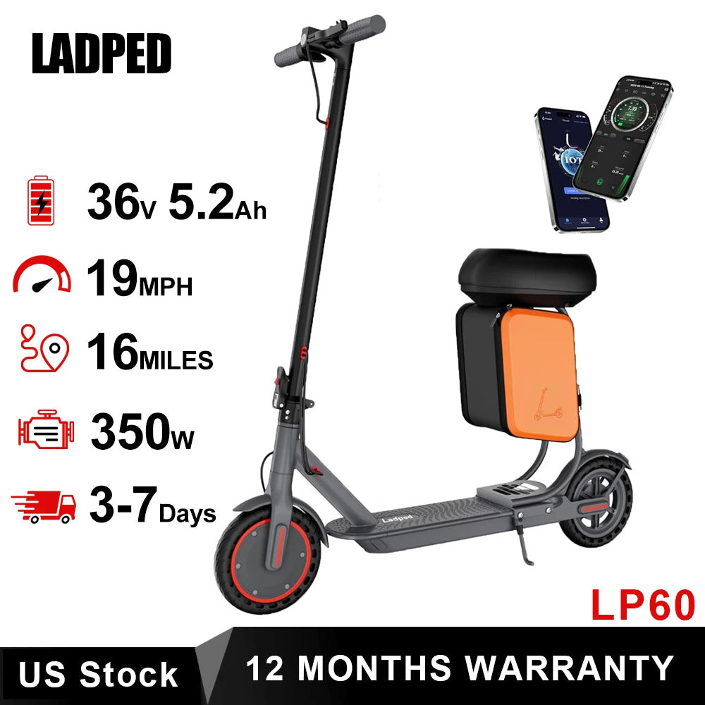 Ladped LP60 Electric Scooter 350W 19Mph Foldable 16 Mile Range