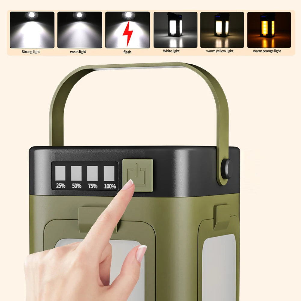 Shunmaii Solar Camping Lantern Foldable Waterproof Rechargeable LED Tent Light