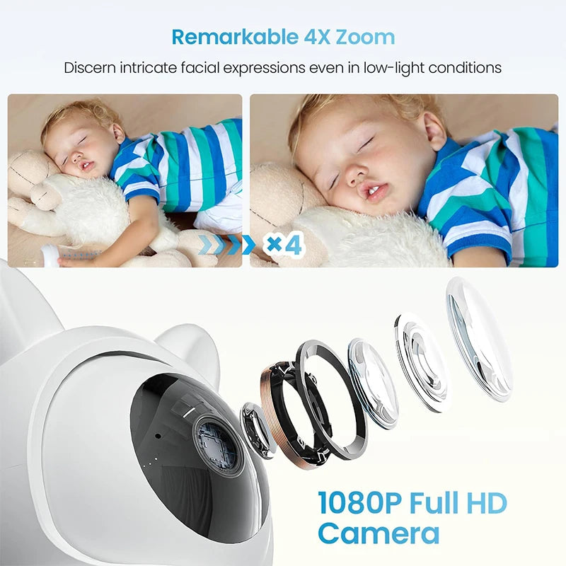 IEGEEK 1080P PTZ Indoor Baby Monitor With Dual Cameras