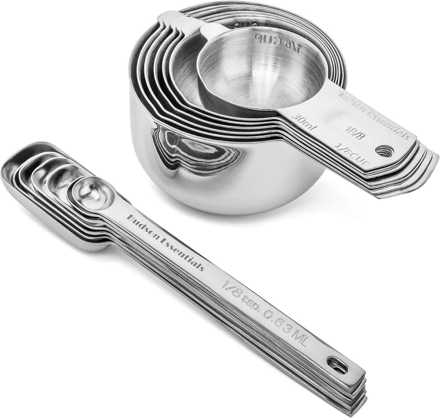 Stainless Steel Measuring Cups And Spoons Set, 14-Piece