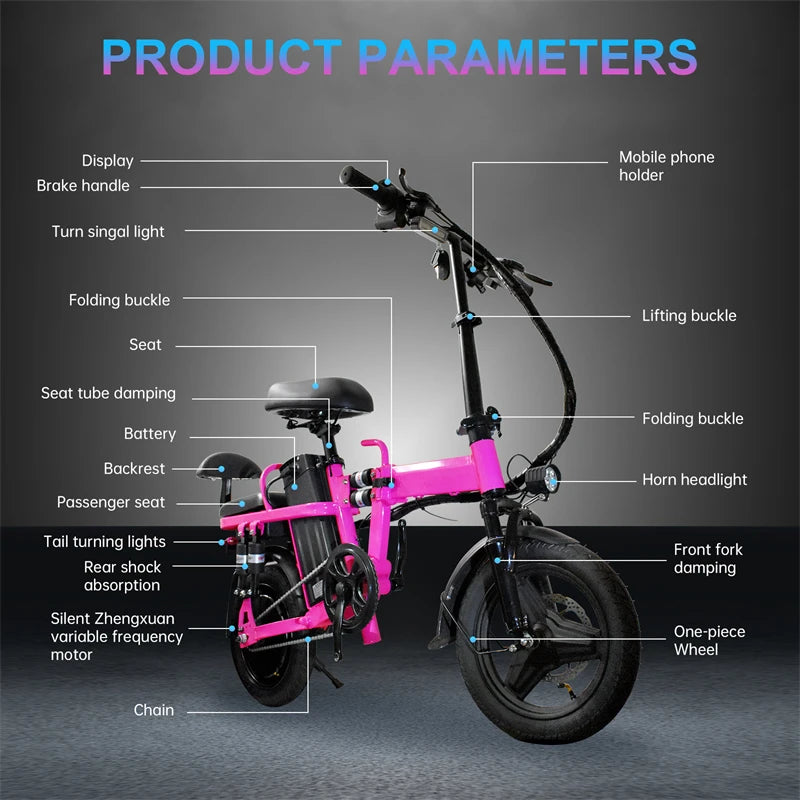 AILIFE Foldable Electric City E Bike 20 MPH 48V 20Ah