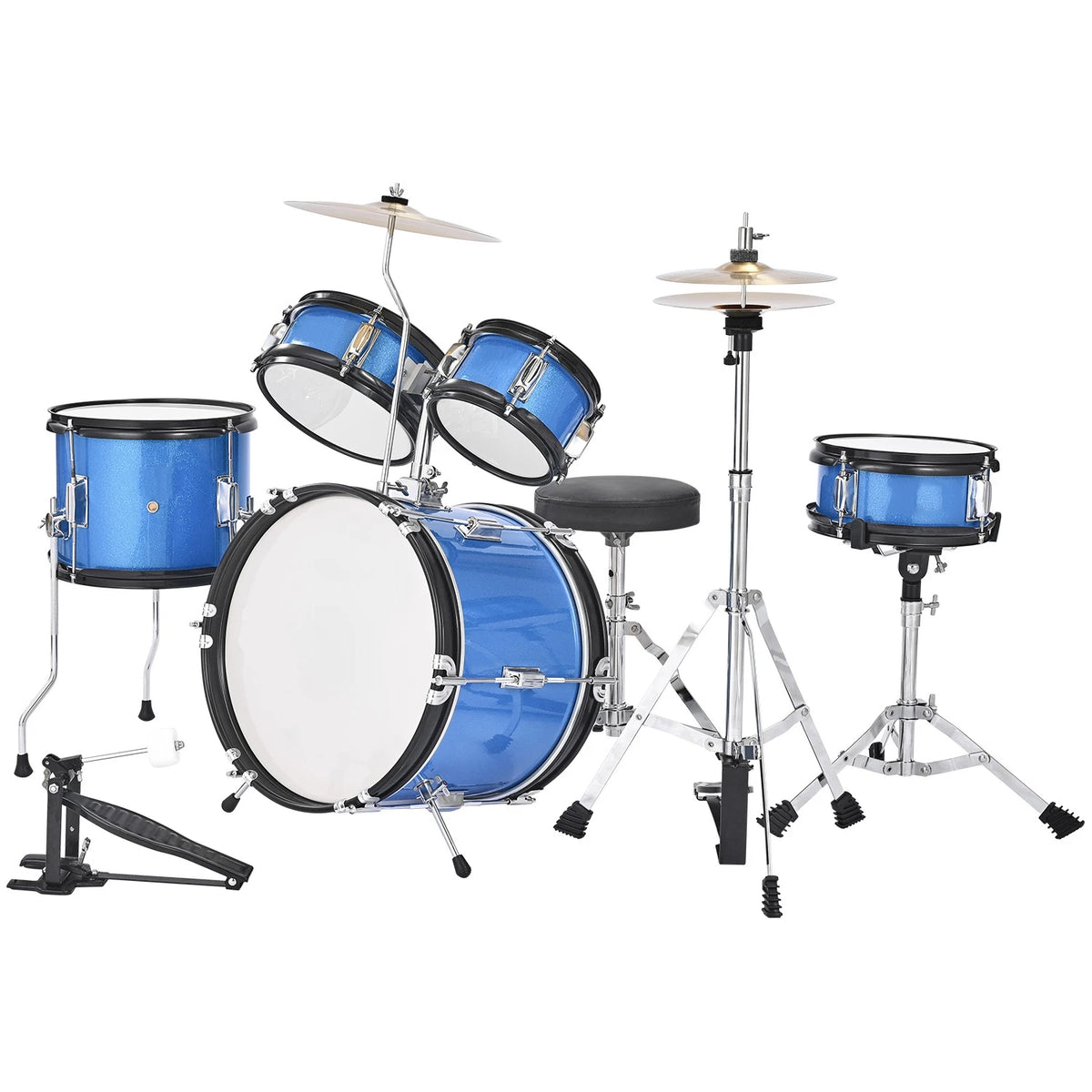 SucceBuy Kids Drum Set With Adjustable Throne And Cymbal