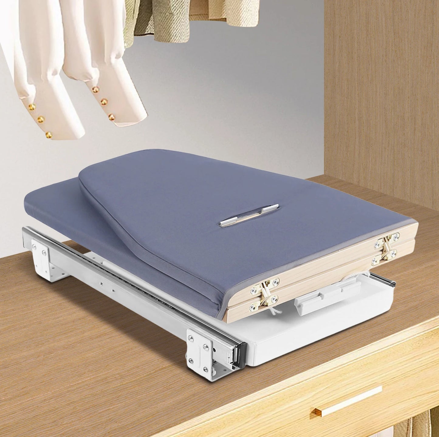 Modern Retractable Ironing Board For Cabinet Closet Pull Push Stowaway
