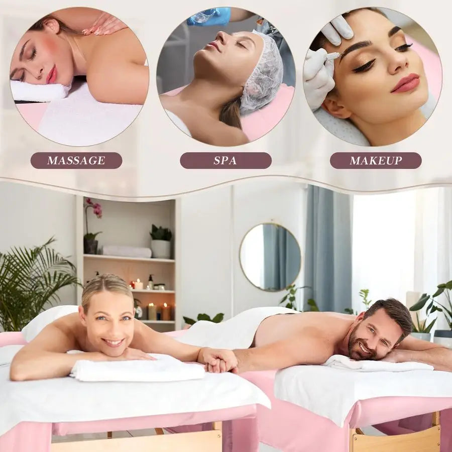 9 Pcs 3 Set Microfiber Massage Table Sheets Set Bulk Includes Flat Sheet, Fitted Sheet with Pocket, Face Rest CoverPink