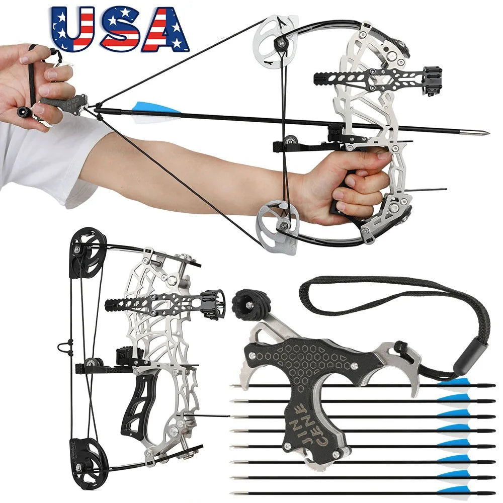 Adjustable Compound Bow With Carbon Fiber Grip And Arrows