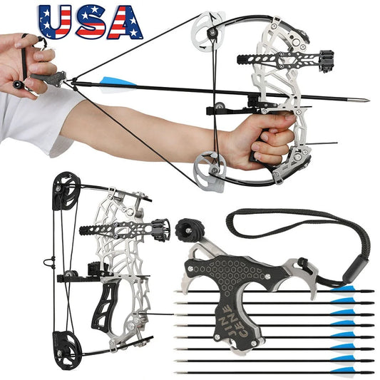 Adjustable Compound Bow With Carbon Fiber Grip And Arrows